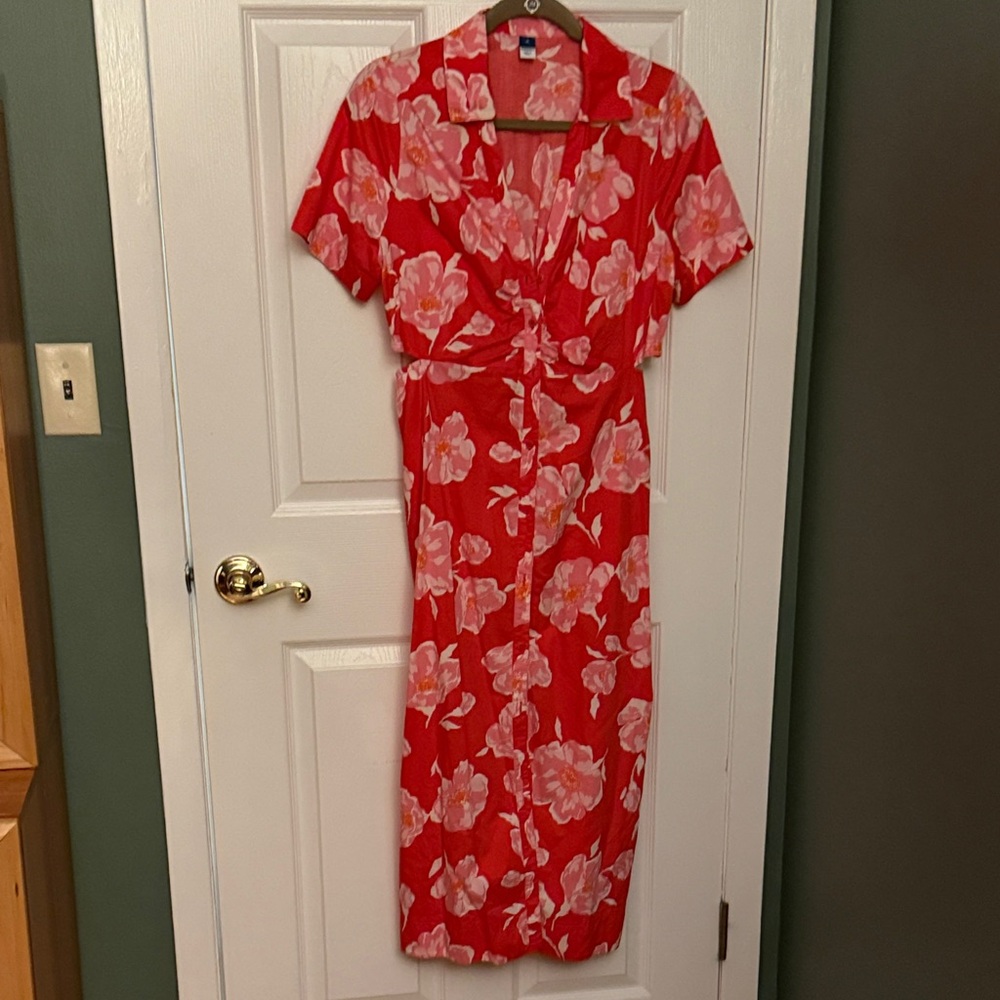 Old Navy Midi Cutout Button Down Floral  Dress